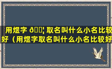 用煜字 🐦 取名叫什么小名比较好（用煜字取名叫什么小名比较好男孩）